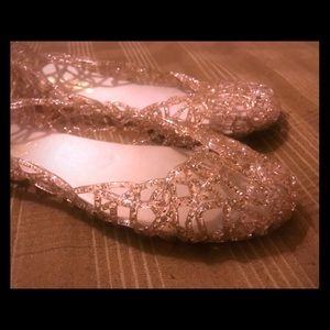 Brand new sparkle rose gold jelly sandals